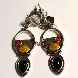 Earrings - Vintage Water Drop Shape Black Stone
